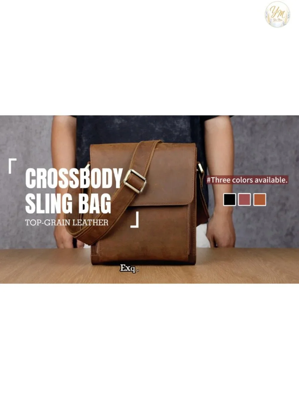 Mens Leather Crossbody Messenger Bag Work Travel Casual